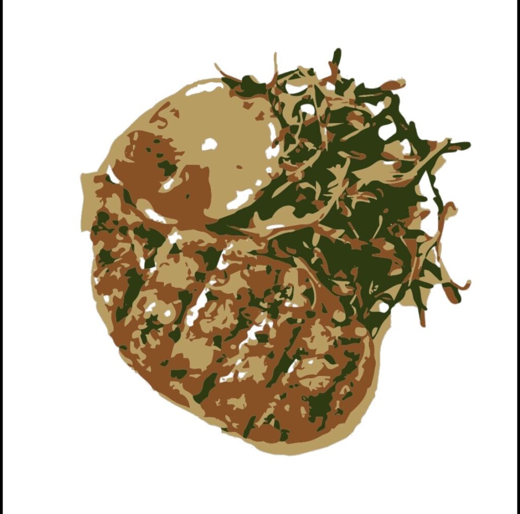 An illustration of a chicken dinner.